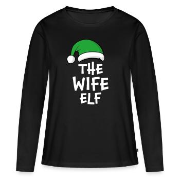 The Wife Elf - Women's Premium Organic Long Sleeve Shirt - black - Front - Julia (174cm)