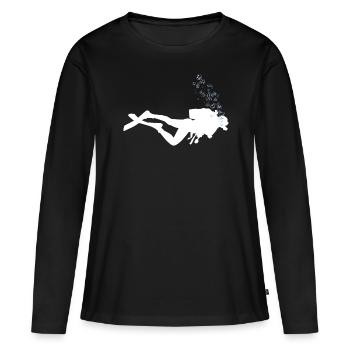 Plongeurs sous-marins sous l’eau avec des bulles d’air - T-shirt manches longues Premium bio Femme - noir - Devant - Julia (174cm)
