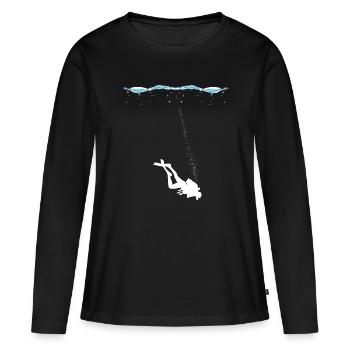 Plongeurs sous-marins sous l’eau avec des bulles d’air - T-shirt manches longues Premium bio Femme - noir - Devant - Julia (174cm)