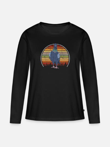 Vintage Tauben Retro Taube Vogel - Frauen Premium Bio Langarmshirt - Schwarz