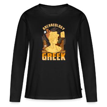 Archéologie Humour Archéologie Archéologue grec - T-shirt manches longues Premium bio Femme - noir - Devant - Julia (174cm)