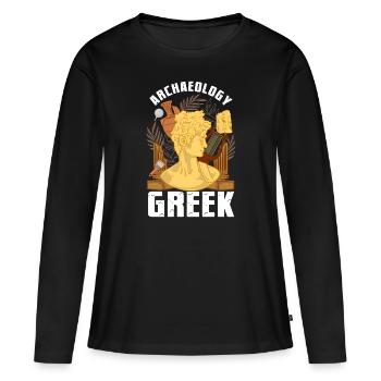 Archéologie Humour Archéologie Archéologue grec - T-shirt manches longues Premium bio Femme - noir - Devant - Julia (174cm)