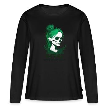 Crâne irlandais Irlande Trèfle vert Saint-Patrick - T-shirt manches longues Premium bio Femme - noir - Devant - Julia (174cm)