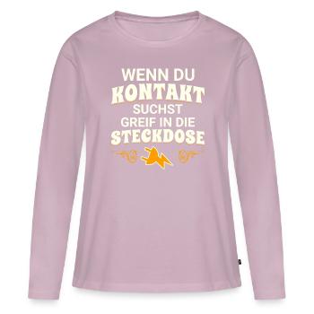 Wenn du Kontakt suchst greif in die Steckdose - Frauen Premium Bio Langarmshirt - Altrosa - Vorne - Julia (174cm)