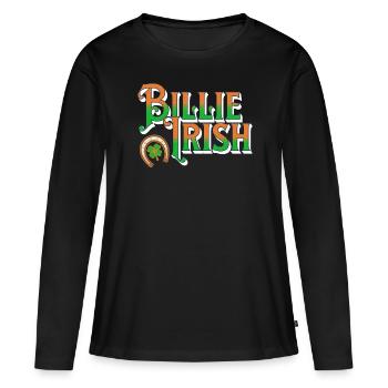 Billie Irish - Saint-Patrick - Paddy’s Day - T-shirt manches longues Premium bio Femme - noir - Devant - Julia (174cm)
