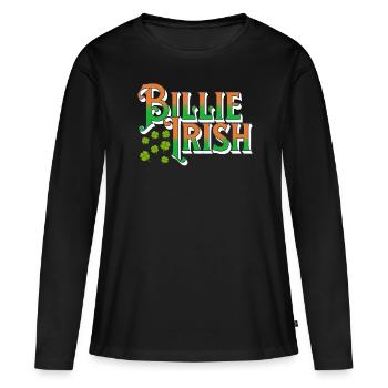 Billie Irish - Saint-Patrick - Paddy’s Day - T-shirt manches longues Premium bio Femme - noir - Devant - Julia (174cm)