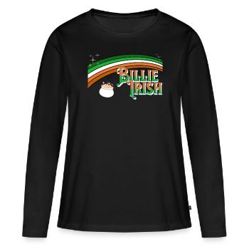Billie Irish - Saint-Patrick - Paddy’s Day - T-shirt manches longues Premium bio Femme - noir - Devant - Julia (174cm)