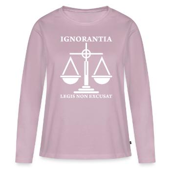 Latein Spruch Richter Ignorantia legis non excusat - Frauen Premium Bio Langarmshirt - Altrosa - Vorne - Julia (174cm)