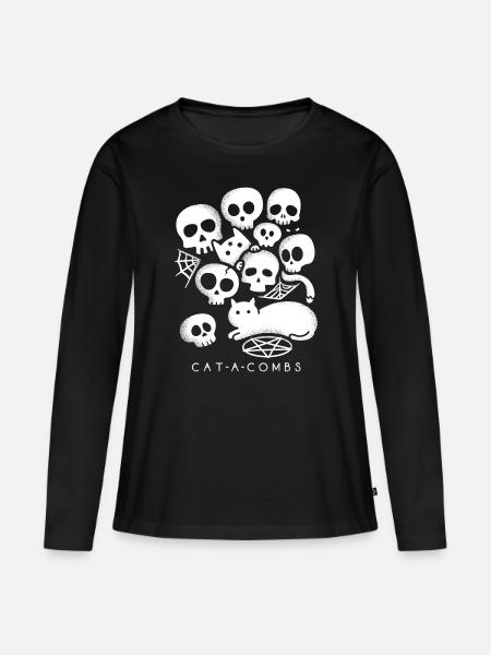Katze-Kämme - Frauen Premium Bio Langarmshirt - Schwarz