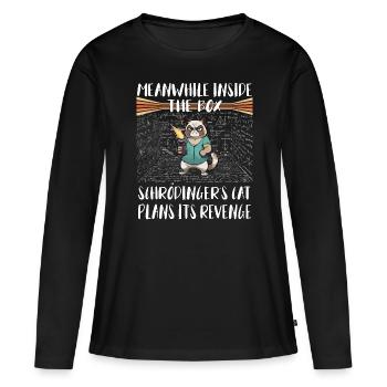 Meanwhile, in box Schroedingers cat plans revenge - Frauen Premium Bio Langarmshirt - Schwarz - Vorne - Julia (174cm)