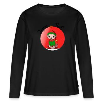 lutin de Noël - T-shirt manches longues Premium bio Femme - noir - Devant - Julia (174cm)