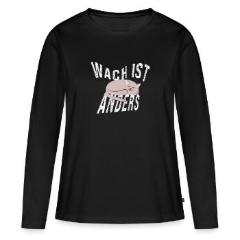 Wach sein fühlt sich anders an - Frauen Premium Bio Langarmshirt - Schwarz - Vorne - Julia (174cm)
