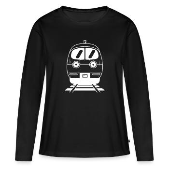 Caricature ferroviaire - T-shirt manches longues Premium bio Femme - noir - Devant - Julia (174cm)
