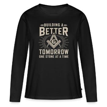 Construire un avenir meilleur La franc-maçonnerie - T-shirt manches longues Premium bio Femme - noir - Devant - Julia (174cm)