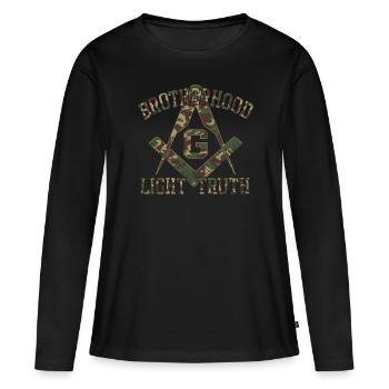 Fraternité Lumière Vérité Francs-maçons Francs-maçons - T-shirt manches longues Premium bio Femme - noir - Devant - Julia (174cm)