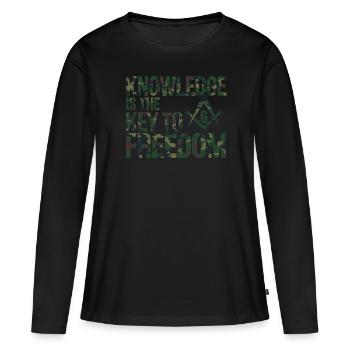 Maçon Maçon Maçon Camo Franc-maçon - T-shirt manches longues Premium bio Femme - noir - Devant - Julia (174cm)