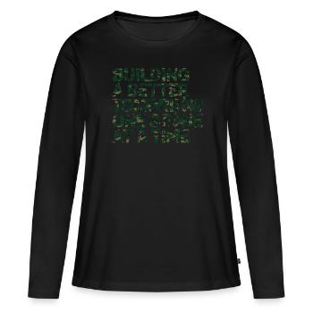 Maçon Maçon Maçon Camo Franc-maçon - T-shirt manches longues Premium bio Femme - noir - Devant - Julia (174cm)