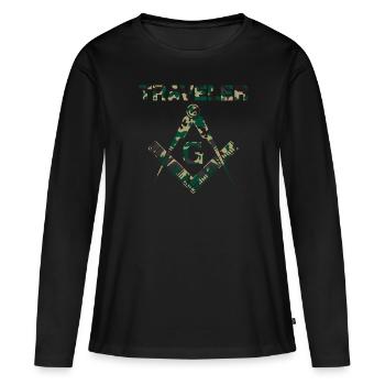 Voyageur Maçon Maçon Maçon Camo Franc-maçon - T-shirt manches longues Premium bio Femme - noir - Devant - Julia (174cm)