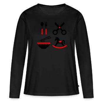 Bébé avec un contraste élevé - T-shirt manches longues Premium bio Femme - noir - Devant - Julia (174cm)