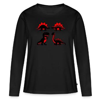 Bébés dinosaures contrastés - T-shirt manches longues Premium bio Femme - noir - Devant - Julia (174cm)