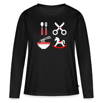 Bébé avec un contraste élevé - T-shirt manches longues Premium bio Femme - noir - Devant - Julia (174cm)