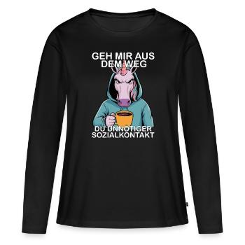 Écarte-toi de mon chemin, contact social inutile - T-shirt manches longues Premium bio Femme - noir - Devant - Julia (174cm)