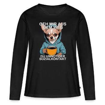 Écarte-toi de mon chemin, contact social inutile - T-shirt manches longues Premium bio Femme - noir - Devant - Julia (174cm)
