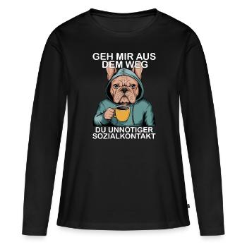 Contact social inutile Drôle de français - T-shirt manches longues Premium bio Femme - noir - Devant - Julia (174cm)