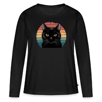 Chat noir - T-shirt manches longues Premium bio Femme - noir - Devant - Julia (174cm)