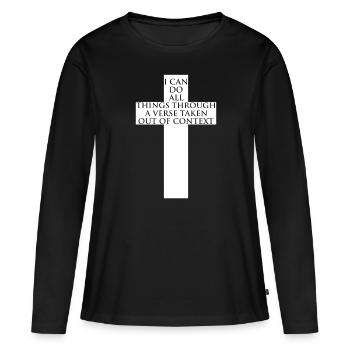 Christ Réformé Chrétien Dieu Théologie - T-shirt manches longues Premium bio Femme - noir - Devant - Julia (174cm)
