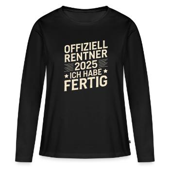 Rente de retraité Début J’ai terminé - T-shirt manches longues Premium bio Femme - noir - Devant - Julia (174cm)