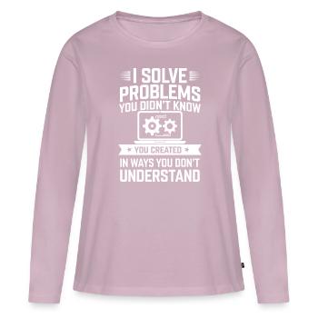 Administrator Support Nerd Computer Tech - Women's Premium Organic Long Sleeve Shirt - dusky pink - Front - Julia (174cm)