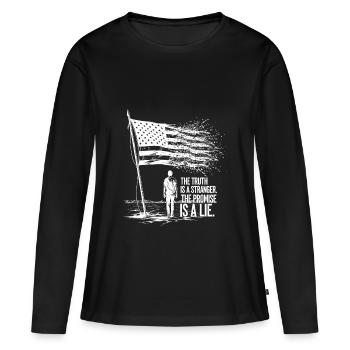 La vérité est étrangère - T-shirt manches longues Premium bio Femme - noir - Devant - Julia (174cm)