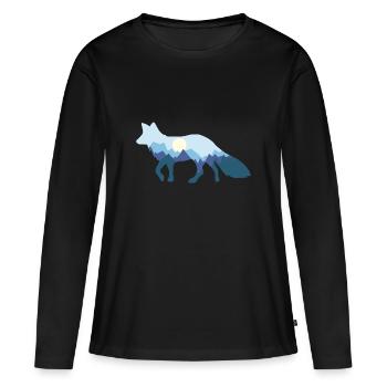 Fuchs Mondschein fox moonlight - Frauen Premium Bio Langarmshirt - Schwarz - Vorne - Julia (174cm)