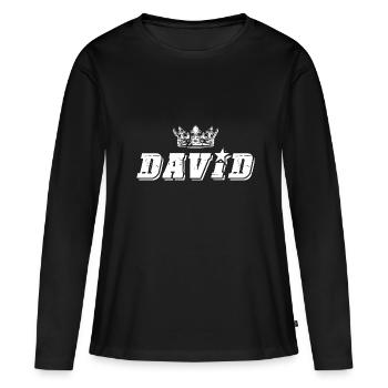 David - Frauen Premium Bio Langarmshirt - Schwarz - Vorne - Julia (174cm)