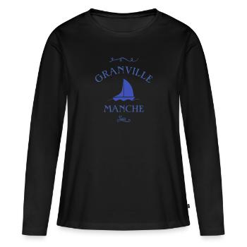 granville manche bateau cadeau noel t-shirt - T-shirt manches longues Premium bio Femme - noir - Devant - Julia (174cm)
