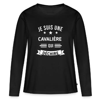 Je suis une Cavalière qui déchire - T-shirt manches longues Premium bio Femme - noir - Devant - Julia (174cm)