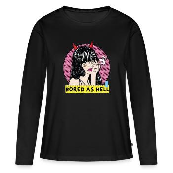 POP-ART Bored As Hell ARTWORK, Devil Frau 80s - Women's Premium Organic Long Sleeve Shirt - black - Front - Julia (174cm)