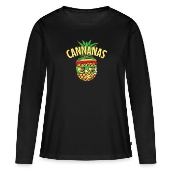 Kiffen Stoner Ananas Chanvre Cannanas Joint Bong - T-shirt manches longues Premium bio Femme - noir - Devant - Julia (174cm)