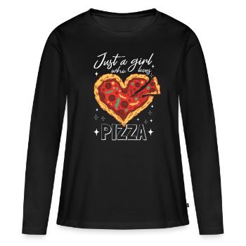 Juste une fille qui aime Pizza Pizza Slice Pizza Heart - T-shirt manches longues Premium bio Femme - noir - Devant - Julia (174cm)