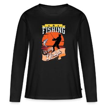 Fishing is my Lifestyle Fisherman - Women's Premium Organic Long Sleeve Shirt - black - Front - Julia (174cm)