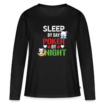 Poker Night Sleep by Day - Frauen Premium Bio Langarmshirt - Schwarz - Vorne - Julia (174cm)