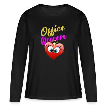 Office Queen Heart colles Design für das Büro - Frauen Premium Bio Langarmshirt - Schwarz - Vorne - Julia (174cm)