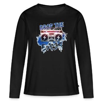 Drop the Bass - Musique rétro oldschool de style années 80 - T-shirt manches longues Premium bio Femme - noir - Devant - Julia (174cm)
