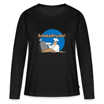Schnitzel Essen ich hab einen Schnitzelfriedhof - Frauen Premium Bio Langarmshirt - Schwarz - Vorne - Julia (174cm)