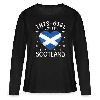 Écosse Drapeau écossais Alba GB Royaume-Uni - T-shirt manches longues Premium bio Femme - noir - Devant - Julia (174cm)