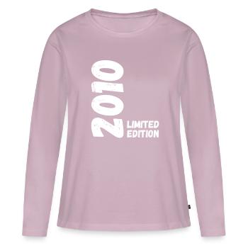 2010 Anniversaire en édition limitée - T-shirt manches longues Premium bio Femme - rose poudré - Devant - Julia (174cm)