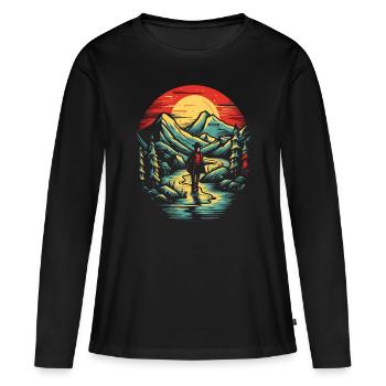 Le vagabond solitaire - T-shirt manches longues Premium bio Femme - noir - Devant - Julia (174cm)