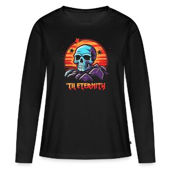 Crâne éternel : pour l’éternité - T-shirt manches longues Premium bio Femme - noir - Devant - Julia (174cm)