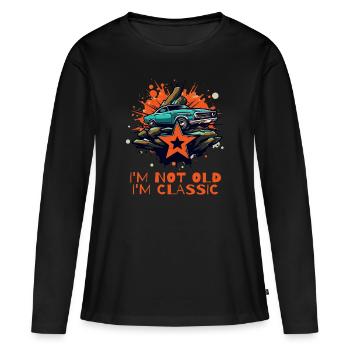 Je ne suis pas vieux, je suis un classique : une voiture de collection - T-shirt manches longues Premium bio Femme - noir - Devant - Julia (174cm)